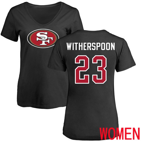San Francisco 49ers Black Women Ahkello Witherspoon Name and Number Logo #23 San Francisco 49ers